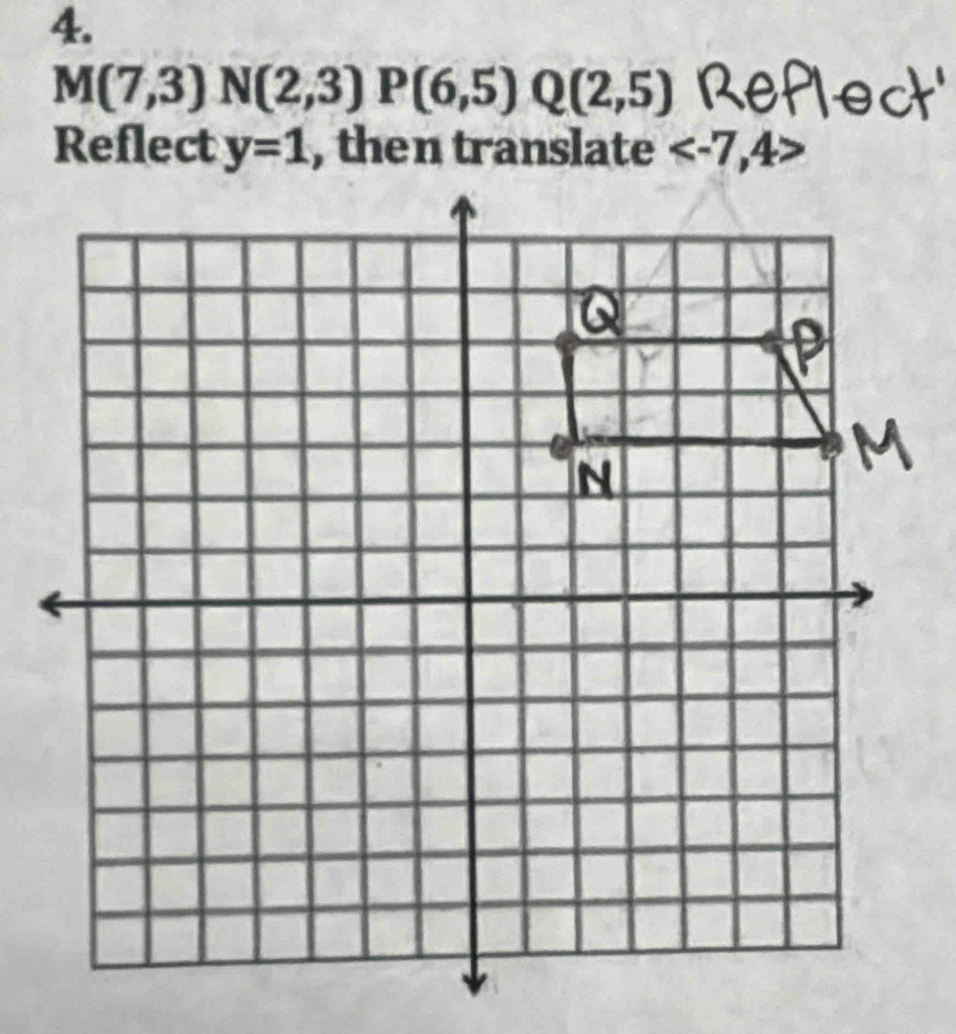 M(7,3)N(2,3)P(6,5)Q(2,5) Replect