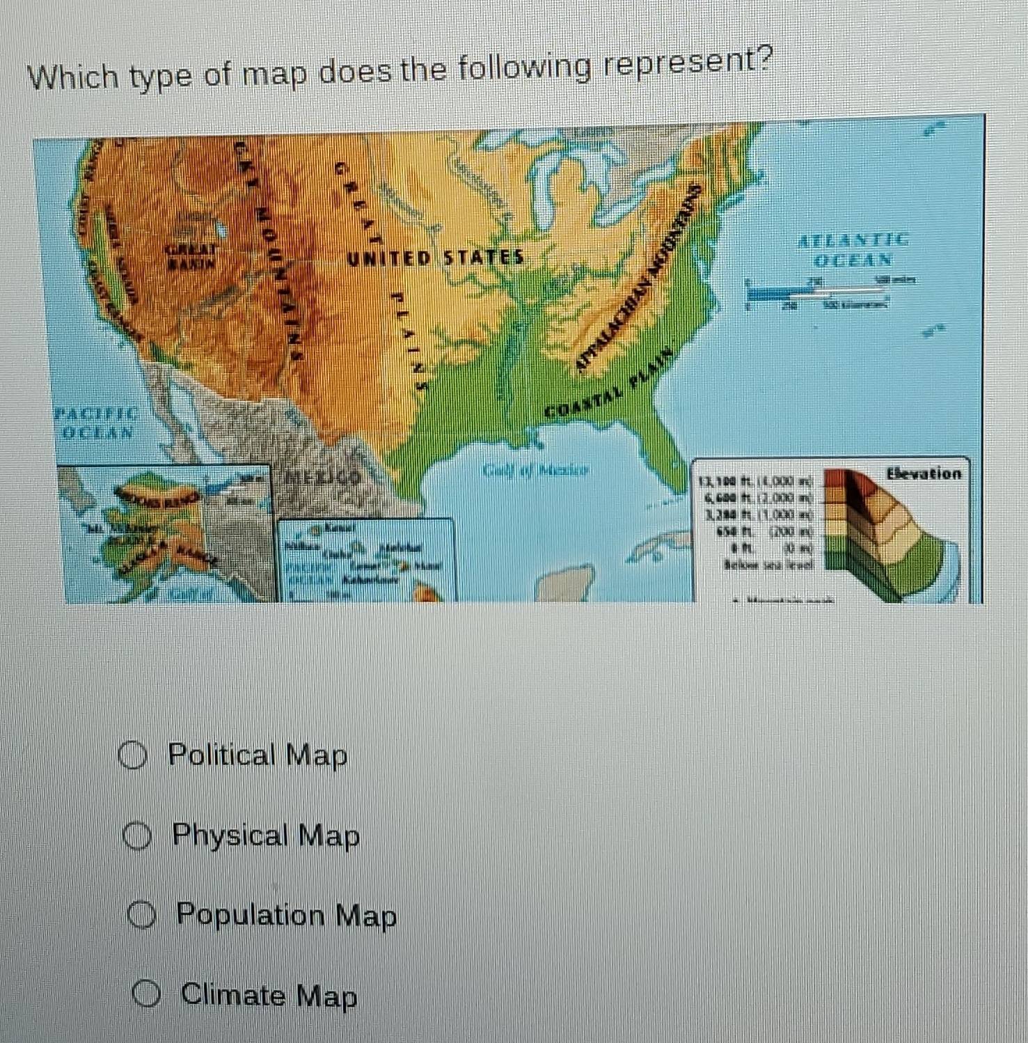 Solved: Which type of map does the following represent? Political Map ...