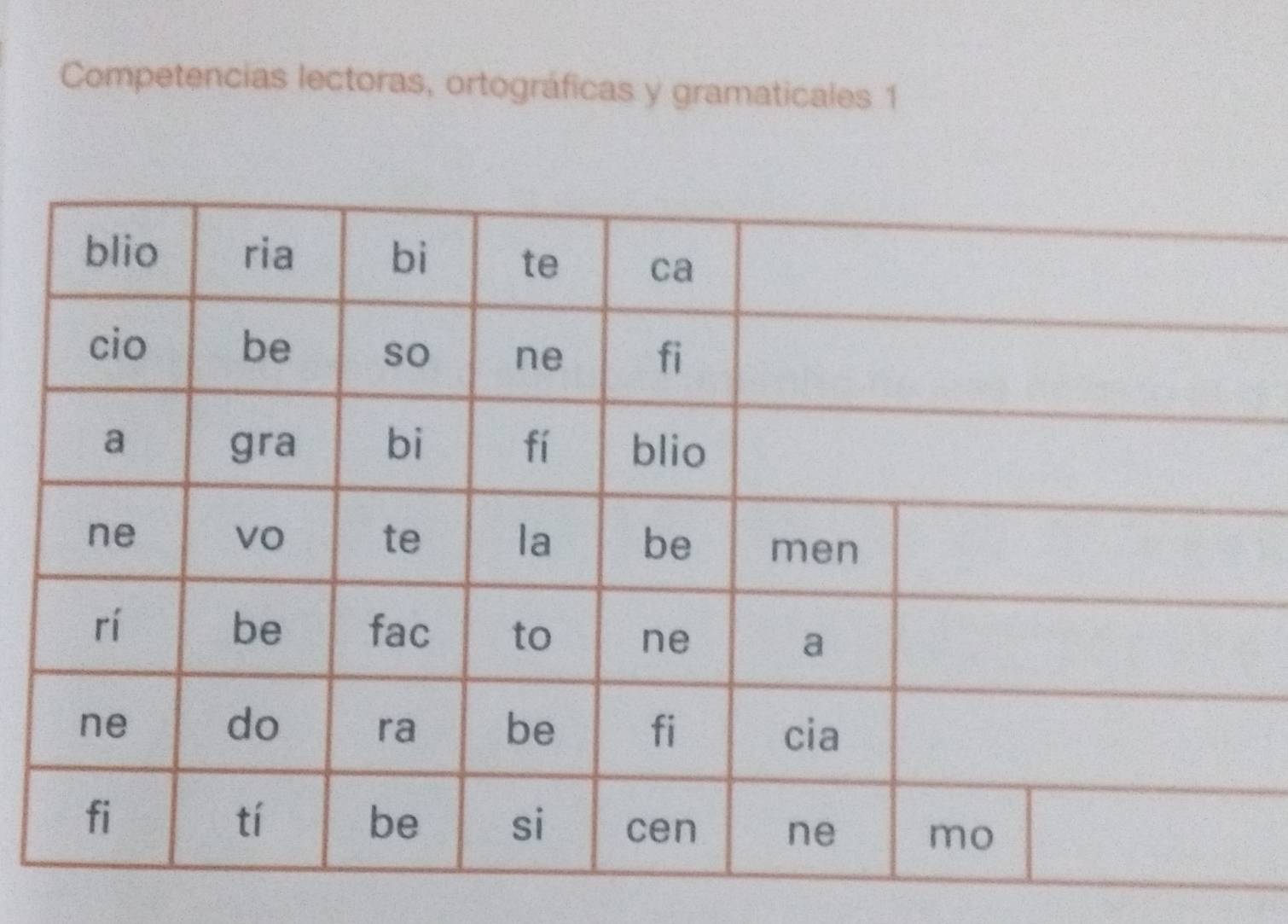 Competencias lectoras, ortográficas y gramaticales 1