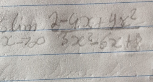 5lim _xto ∈fty  (2-4x+4x^2)/3x^2-6x+8 