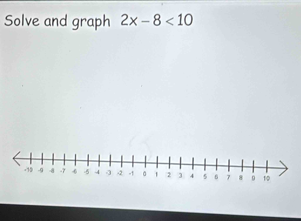 Solve and graph 2x-8<10</tex>