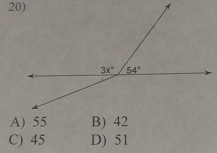 A) 55 B) 42
C) 45 D) 51