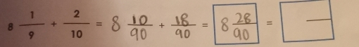 8 1/9 + 2/10 = + _  、