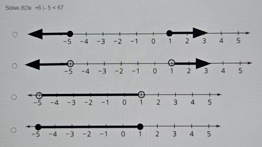 Solve 8|3x+6|-5<67</tex>