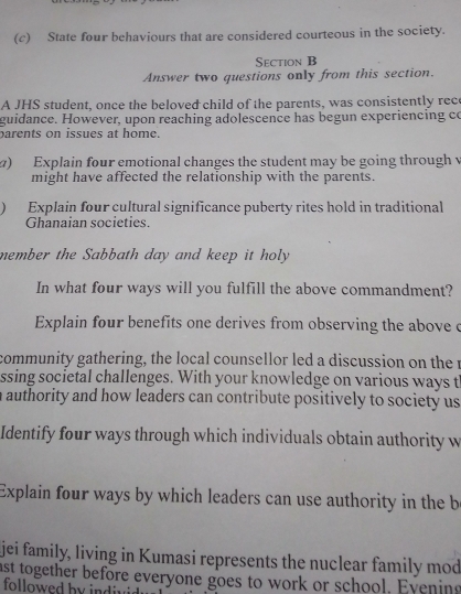 Solved: State four behaviours that are considered courteous in the ...