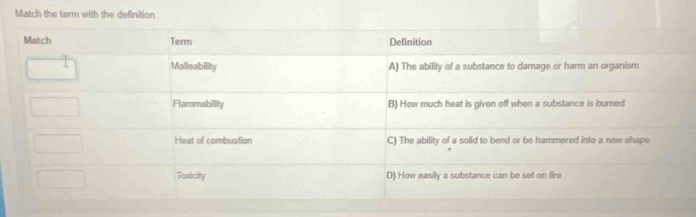 Match the term with the definition