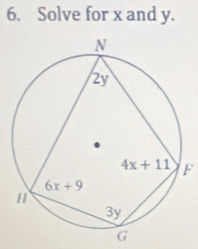 Solve for x and y.
F