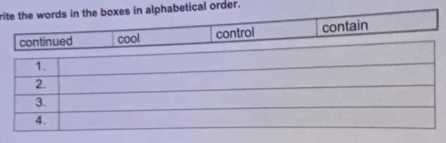 riabetical order.