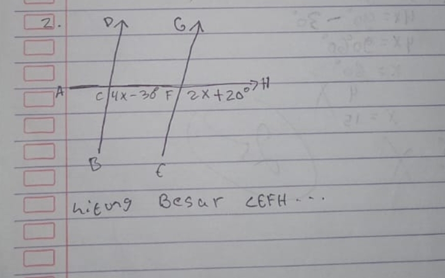 6A
A C 4x-30° F 2x+20°
H1 
B C 
hitong Besar CEFH. . .