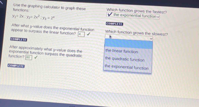 Solved: functions: Use the graphing calculator to graph these Which ...