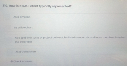 Solved: How is a RACI chart typically represented? As a timeline As a ...