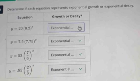 represents exponential growth or exponential decay.