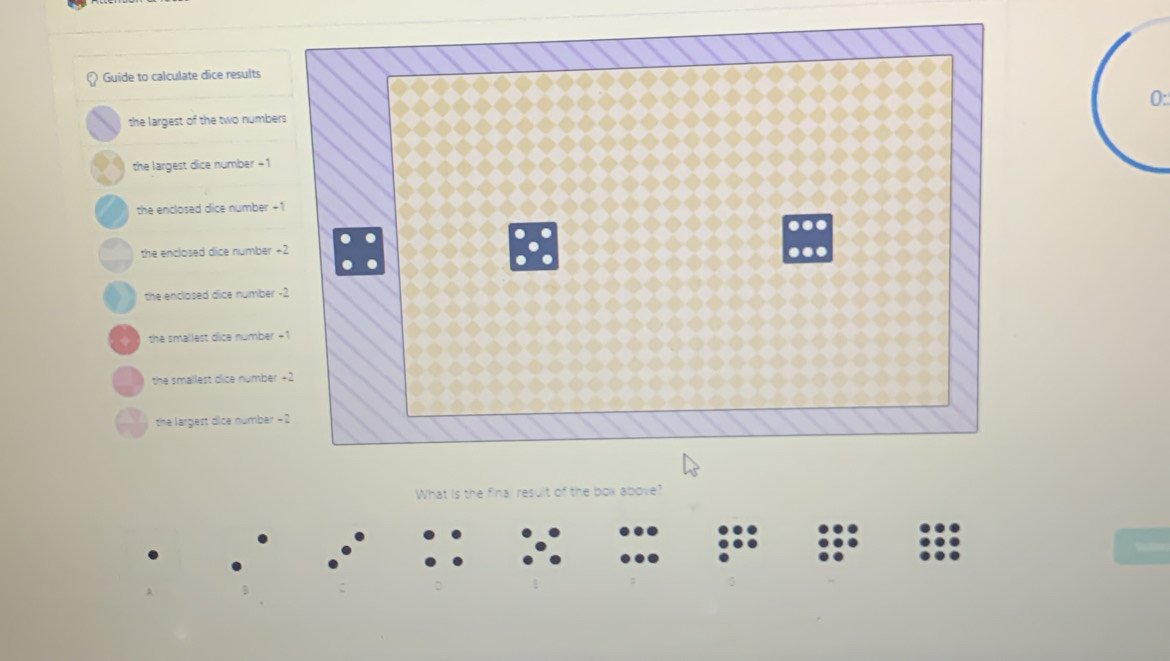 Solved: Guide to calculate dice results : the largest of the two ...