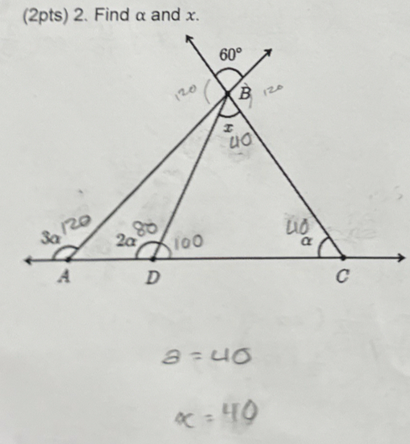 Find α and x.