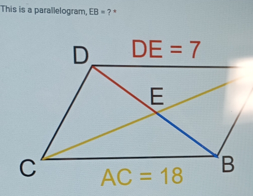 This is a parallelogram, EB= ? *