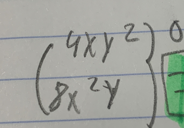 (beginarrayr 4xy^2 8x^2yendarray )^0