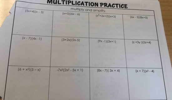 MULTIPLICATION PR