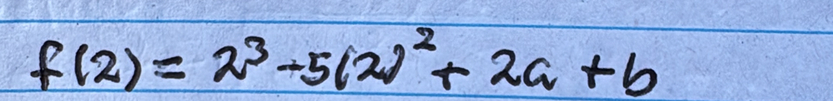 f(2)=2^3-5(2)^2+2a+b