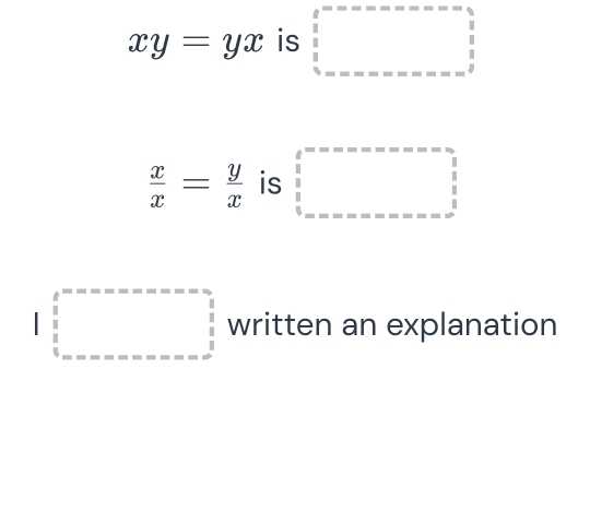 xy=yx is □ =-□ =_ _ _ _ _ frac 1 
 x/x = y/x  is □ 
□ =-----------  (-□ )/3   1/2   1/3 ----------------------_-_ _ endarray written an explanation