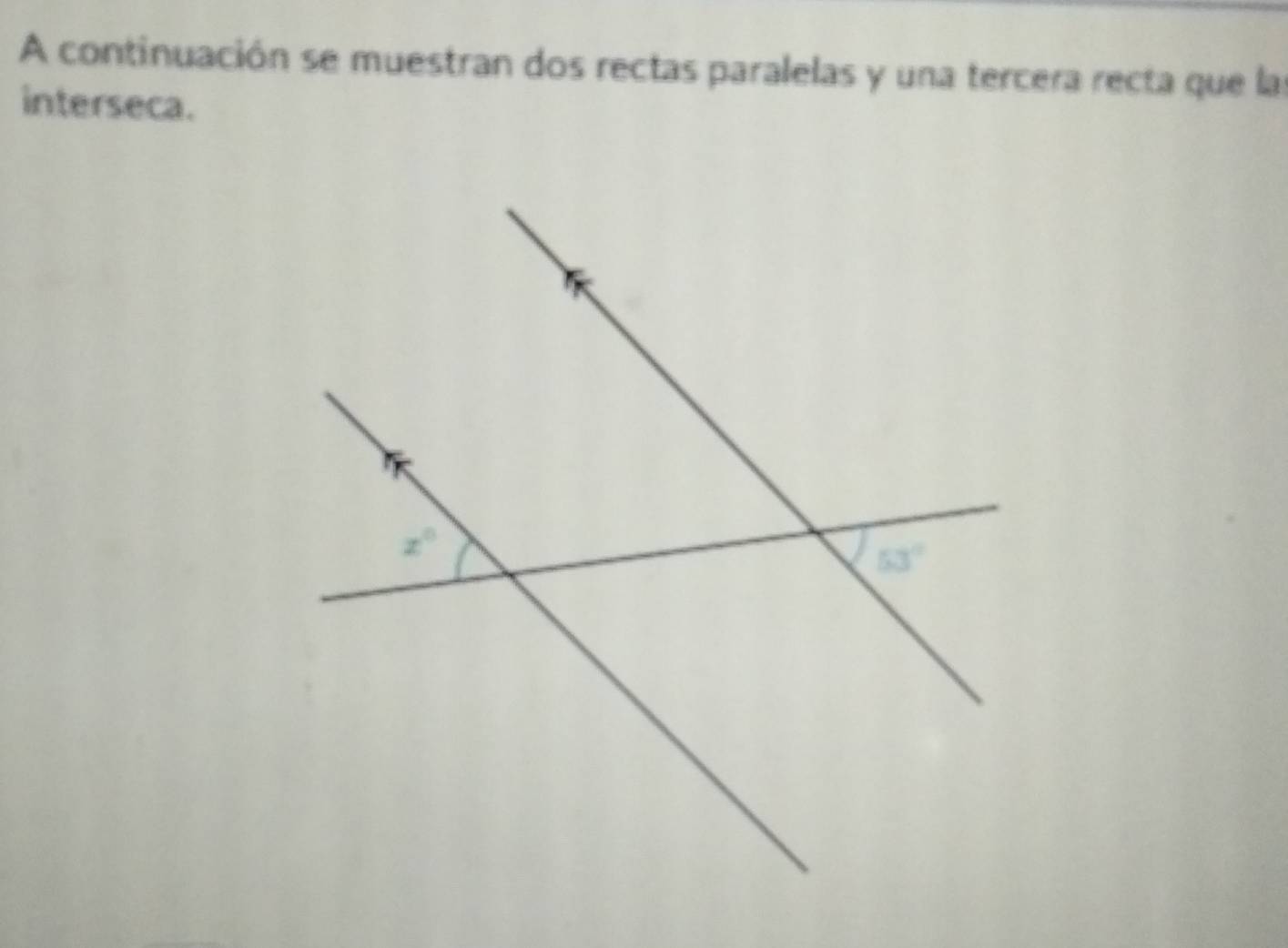 A continuación se muestran dos rectas paralelas y una tercera recta que la
interseca.