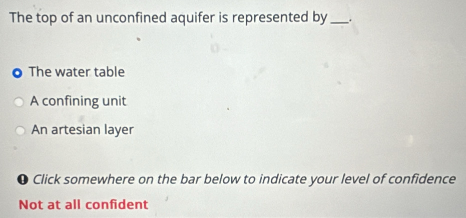 Solved: The top of an unconfined aquifer is represented by_ . The water ...