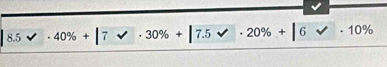 8.5vee · 40% +|7surd · 30% +|7.5surd · 20% +|6surd · 10%