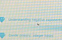 Understanding negative exponents 
Divide powers: integer bases