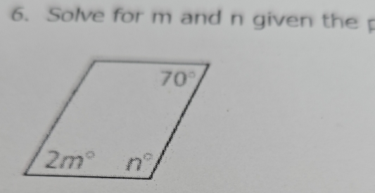 Solve for m and n given the