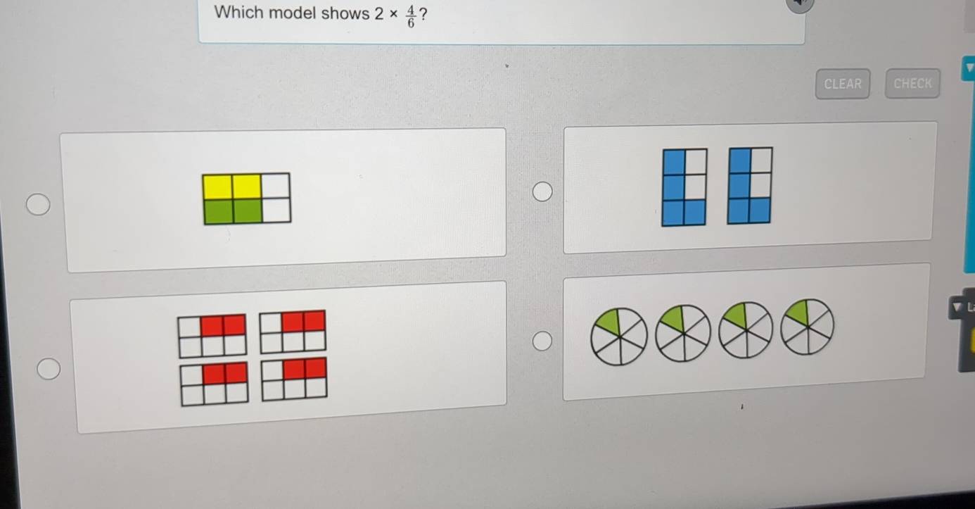 Which model shows 2*  4/6  ? 
CLEAR CHECK