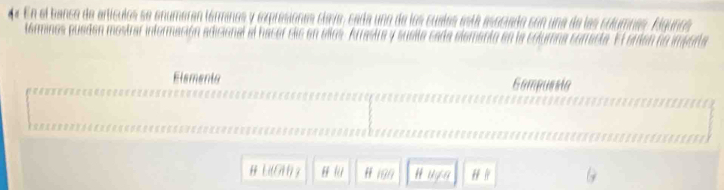 « En el banco de artículos se anumeran l6 l t 
Elsmento Compursta 
H LUOM ü fü H 199 H Uya G