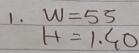 w=55
H=1.40