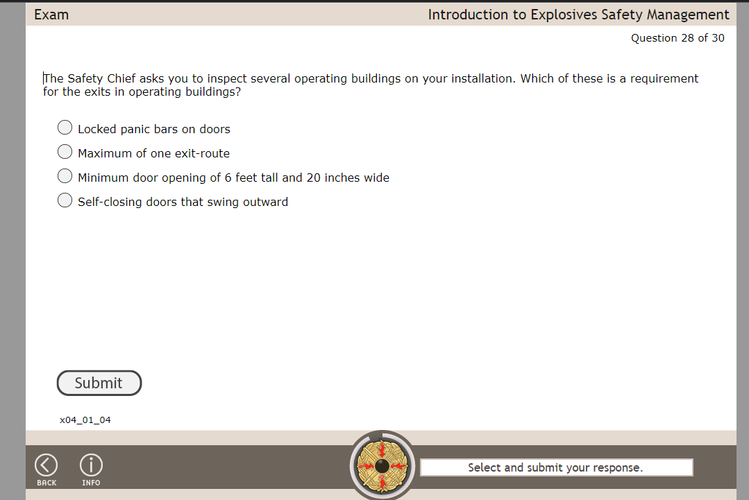 Solved: Exam Introduction to Explosives Safety Management Question 28 ...