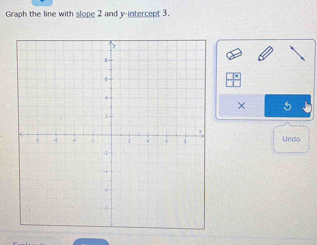 Graph the line with slope 2 and y-intercept 3. 
× 
Undo