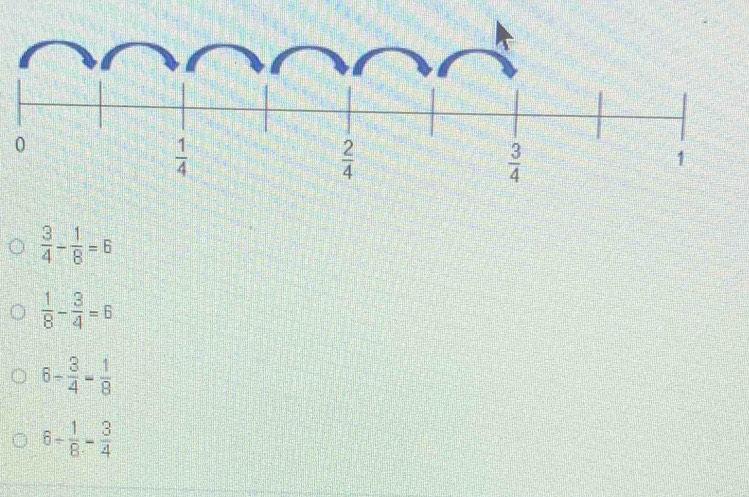 0
 3/4 - 1/8 =6
 1/8 - 3/4 =6
6- 3/4 - 1/8 
6- 1/8 - 3/4 