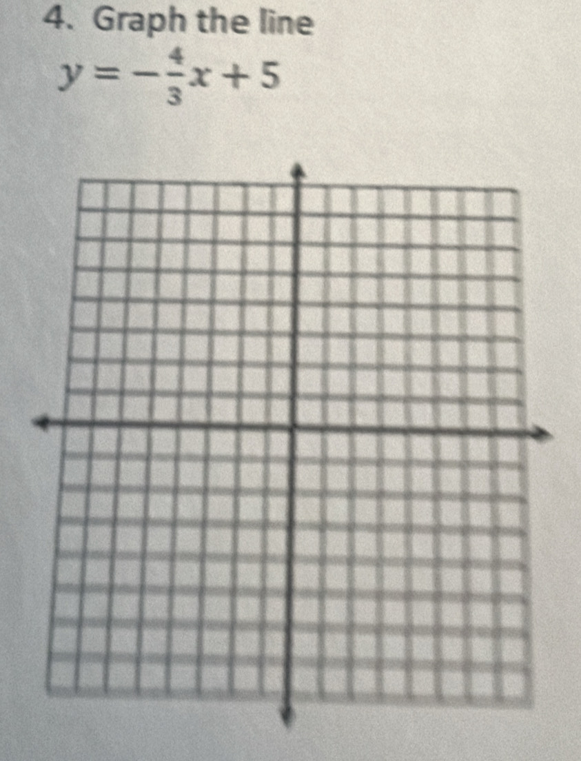 Graph the line
y=- 4/3 x+5