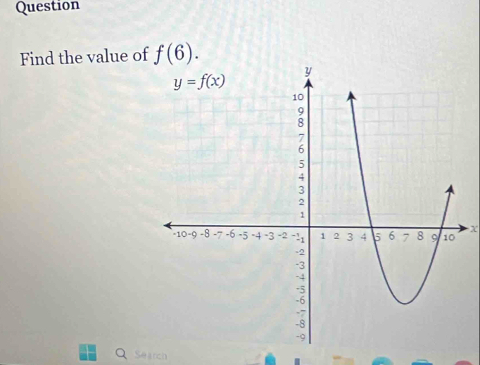 Question
Find the value of f(6).
Q Search