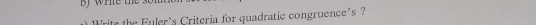 er' s riteria for quadratic congruence 's ?