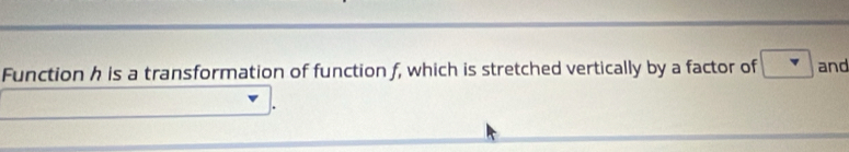 Function h is a transformation of function f, which is stretched vertically by a factor of and