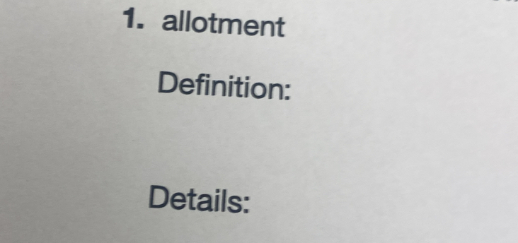 allotment 
Definition: 
Details: