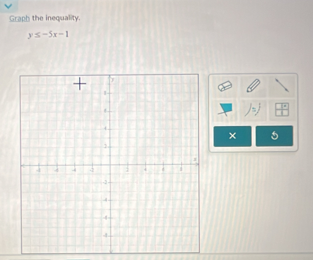 Graph the inequality.
y≤ -5x-1