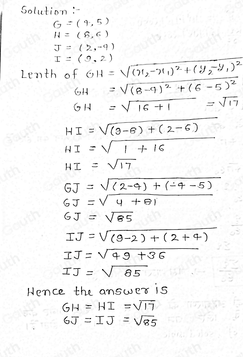 Solved: Thhows quadrilateral GHIJ. Find the length of each side in GHIJ ...