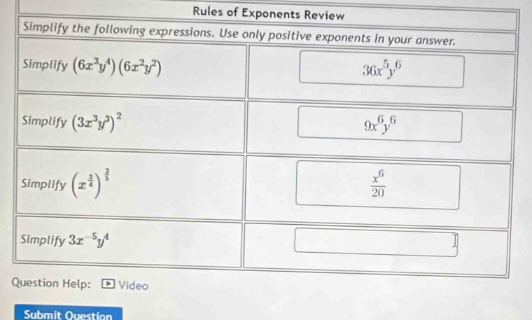 Rules of Exponents Review
Q
Submit Question