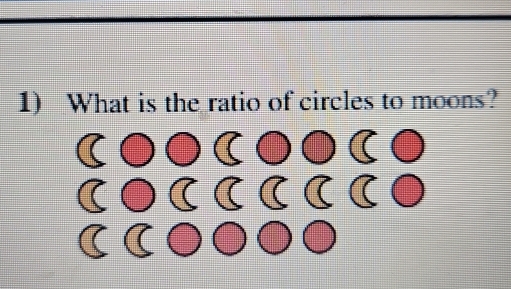 What is the ratio of circles to moons? 
(●●(●●(● 
(●(((((● 
ζて●●●●