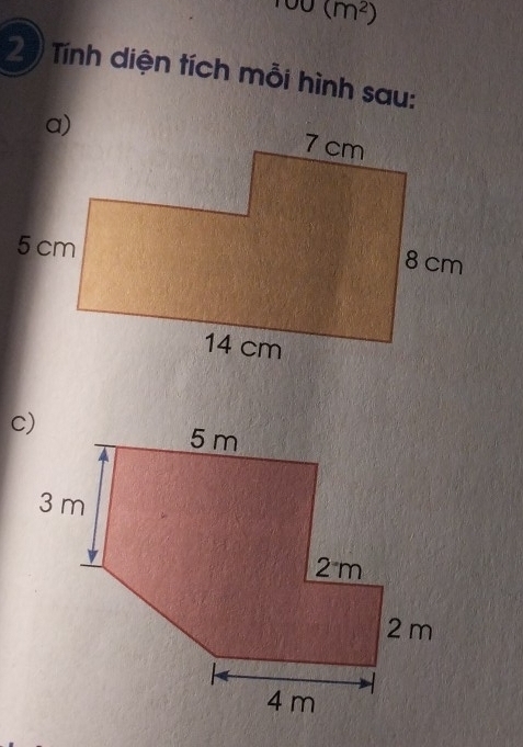 100(m^2)
20 Tính diện tích mỗi hình sau: