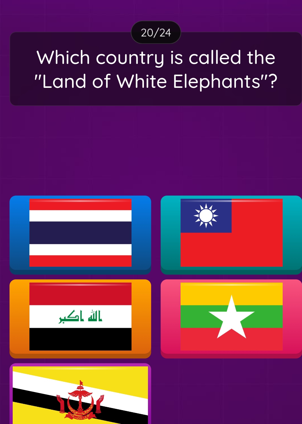 20/24 
Which country is called the 
''Land of White Elephants''?