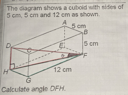 Solved: The diagram shows a cuboid with sides of 5 cm, 5 cm and 12 cm ...