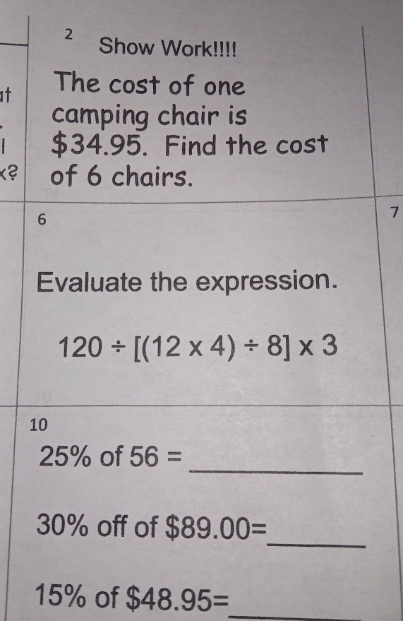 7
15% of $48.95= _