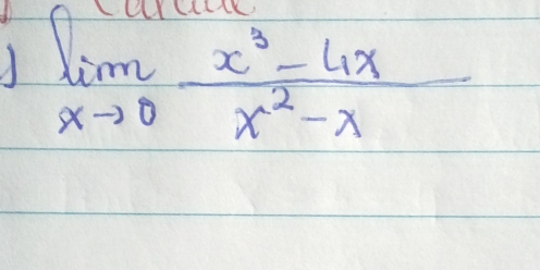 limlimits _xto 0 (x^3-4x)/x^2-x 