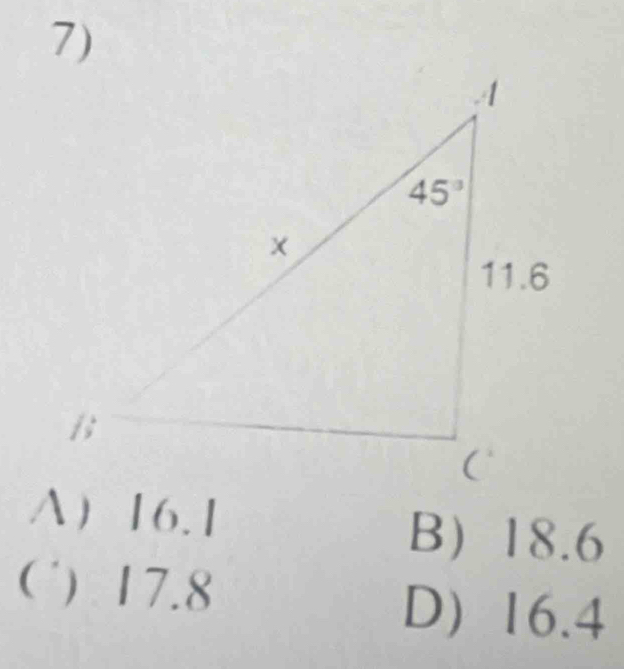 A 16.1 B) 18.6
) 17.8
D) 16.4