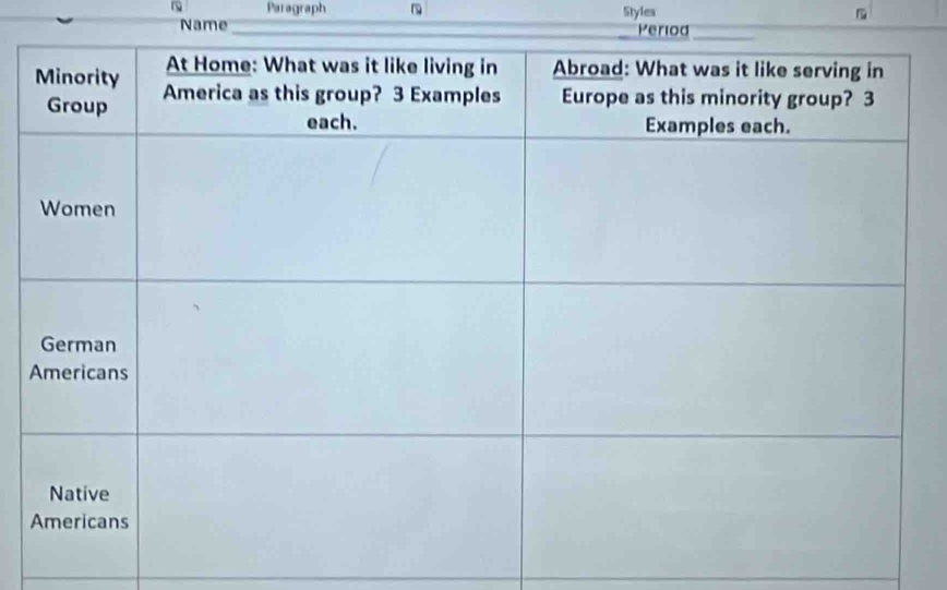 Paragraph 
Name Styles